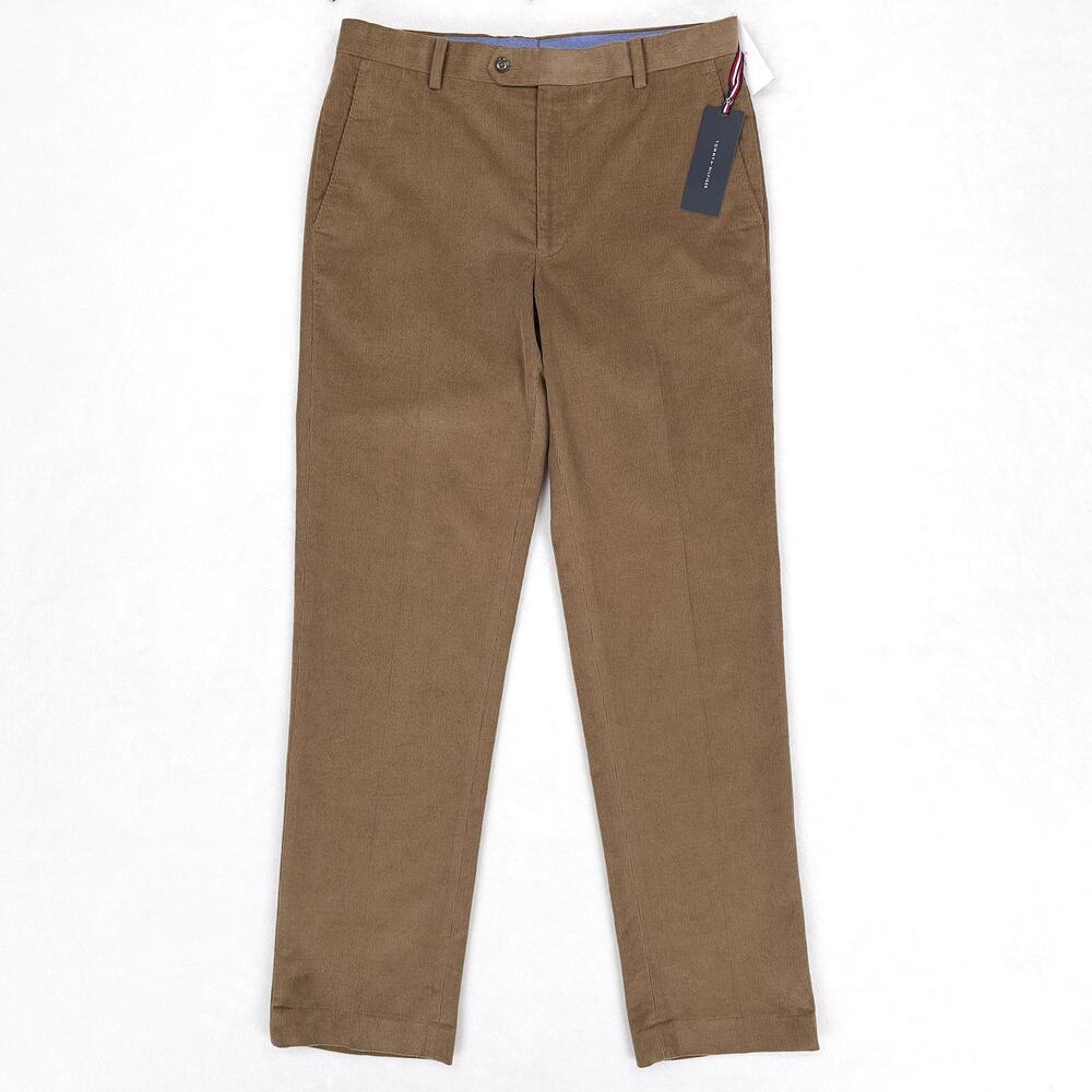 Tommy Hilfiger Mens Modern Fit Dress Pants 32x32 Taupe Solid Cotton Corduroy NWT